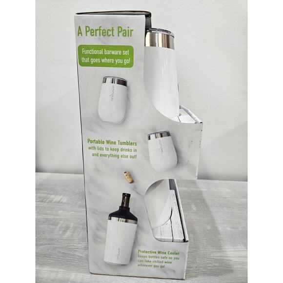 Reduce Wine Cooler Set - Stainless Steel Wine Bottle Cooler 3 pc White - Picture 2 of 4